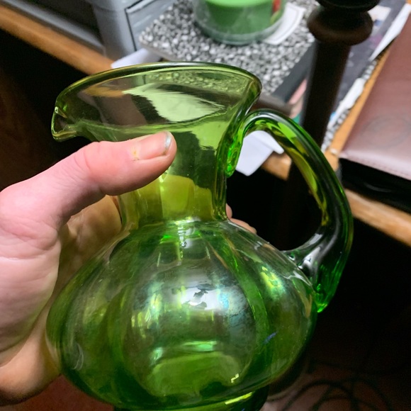 Beautiful Green Glass Pitcher - Picture 6 of 6